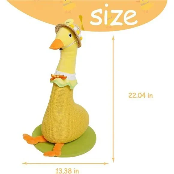 Come On Duck Cat Climbing Frame Natural Sisal Rope Cat Scratching, Yellow